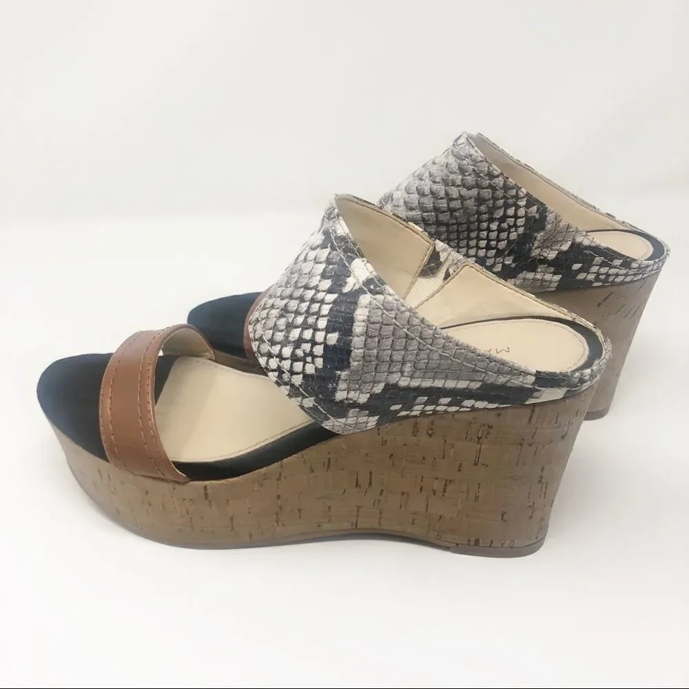 MARC FISHER | Shelbee Snake Print Wedges Cork Sz 6